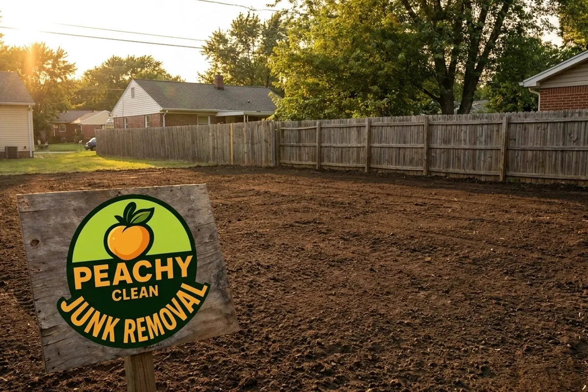 Cleared graded backyard after Peachy Clean land clearing