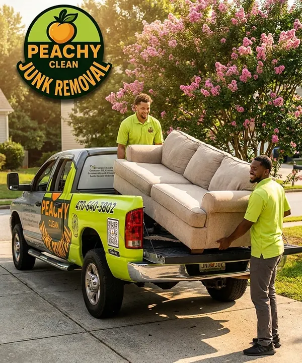 Peachy Clean crew loading furniture into the truck — Metro Atlanta
